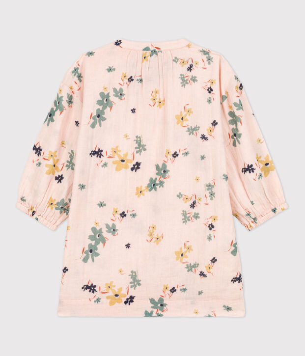 Lang&auml;rmeliges Kinderkleid aus Baumwollgaze f&uuml;r M&auml;dchen rosa/vielfarbig