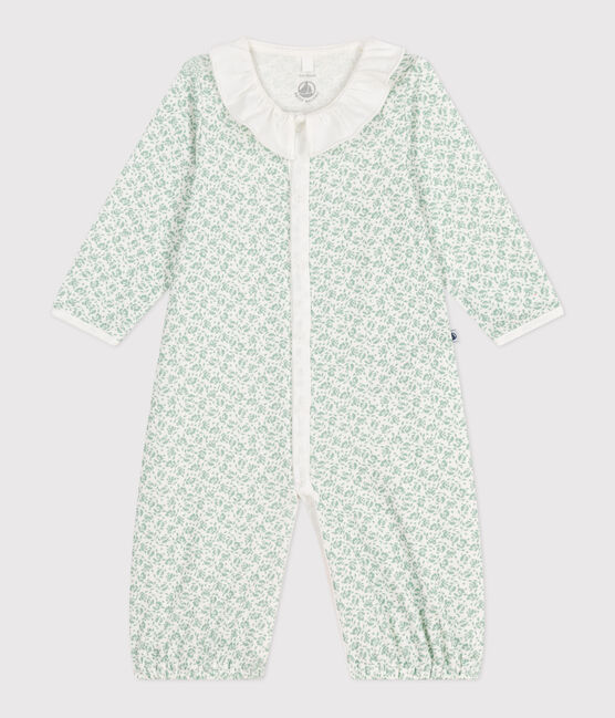 Baby Kombi-Overall aus Baumwolle mit geblümtem Kragen weiss MARSHMALLOW/weiss MULTICO