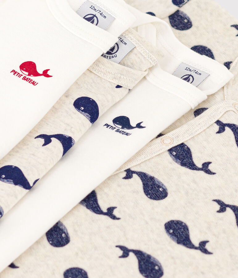 Baby-Geschenkset aus 1 Strampler und 3 Bodys mit Walmotiv vielfarbig