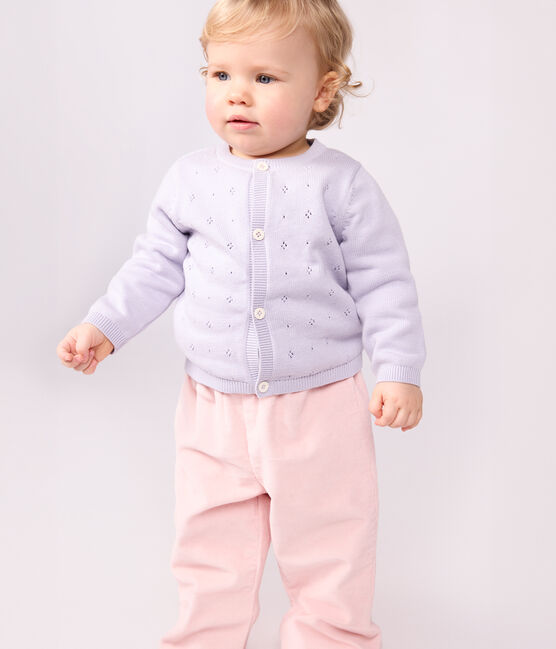 Baby-Cardigan aus einfarbigem Baumwollstrick violett PARME