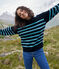 Damenpullover aus Wolle mit Matrosenmuster blau/blau