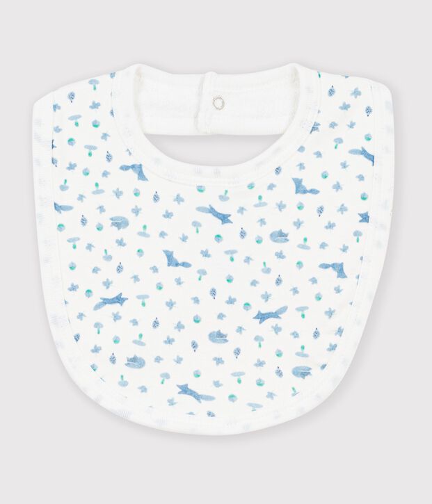 Baby-L&auml;tzchen aus gemusterter Baumwolle weiss/blau