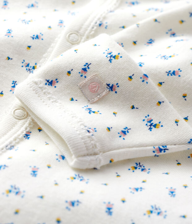 Baby-Kombi-Overall aus Bio-Baumwolle mit Blumenmotiv weiss/vielfarbig