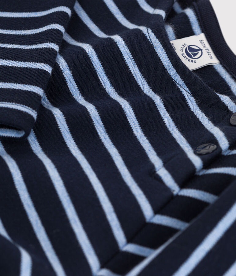 Warmes Kinderkleid aus Baumwolle f&uuml;r M&auml;dchen blau/blau