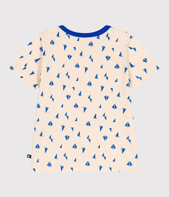 Kurzärmeliges Kinder-T-Shirt aus bedruckter Baumwolle blau AVALANCHE/weiss PERSE