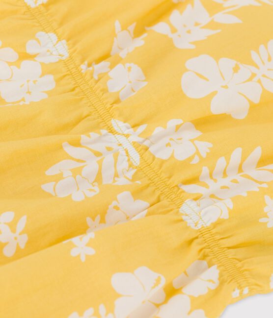 Kurzer Baby-Einteiler aus Popeline mit Hawaii-Print gelb ORGE/weiss MARSHMALLOW