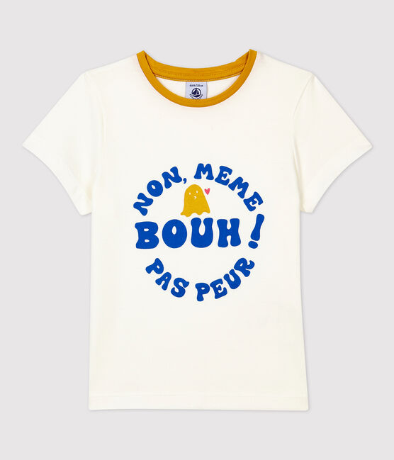Kurzärmliges Kinder-T-Shirt aus Baumwolle für Mädchen weiss MARSHMALLOW