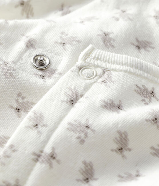 Baby Strampler Häschen aus Doppeljersey weiss MARSHMALLOW/weiss MULTICO