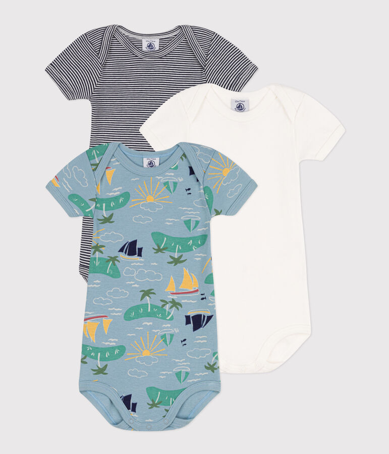 3er-Set kurz&auml;rmelige Entdecker-Bodys aus Baumwolle vielfarbig