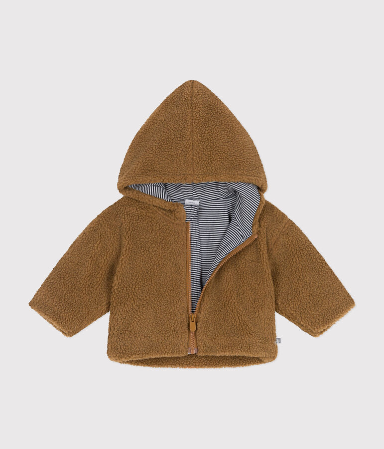 Baby-Jacke mit Kapuze aus Sherpa braun BRINDILLE