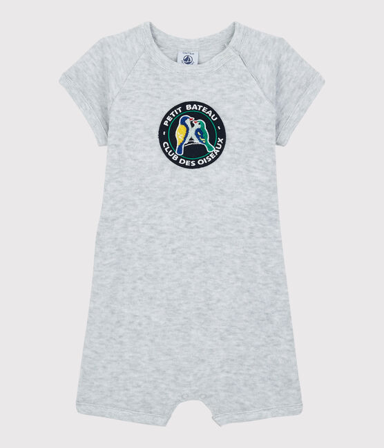 Baby-Kurzoverall aus Bouclé-Frottee für Jungen grau POUSSIERE CHINE