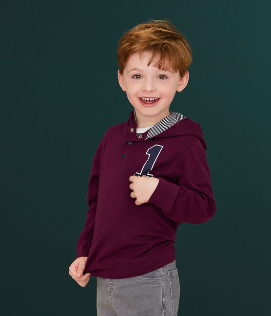Kinder-T-Shirt mit Kapuze für Jungen violett CEPAGE