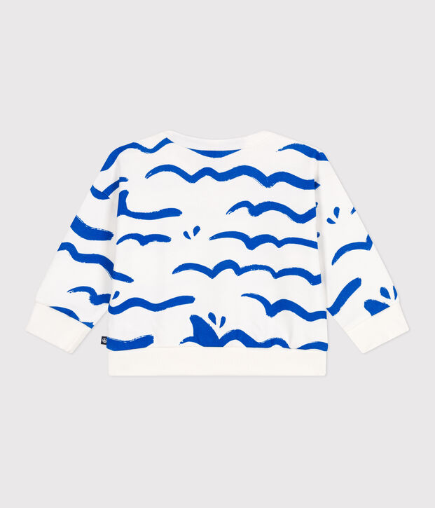 Baby-Sweatshirt aus Baumwolle mit Hai-Motiv blau/blau