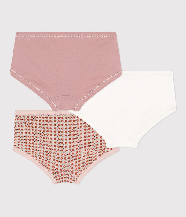 3er-Set Slips aus Baumwolle und Elastan mit Blumenmuster f&uuml;r M&auml;dchen vielfarbig
