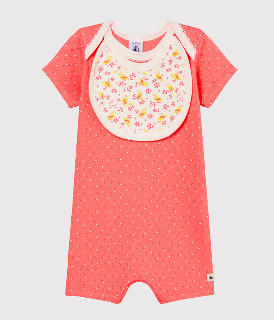 Baby-Kurzoverall Mädchen rosa CUPCAKE/weiss MARSHMALLOW
