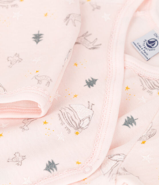 Baby-Strampler aus Bio-Baumwoll-Velours mit Prinzessin-Motiv rosa FLEUR/weiss MULTICO