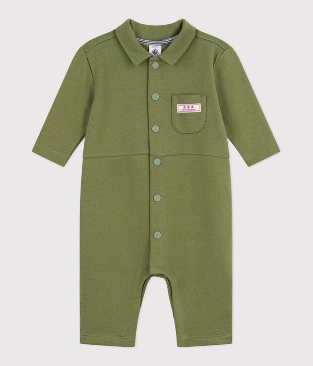 Langer Baby-Overall aus einfarbiger Baumwolle OLIVINE