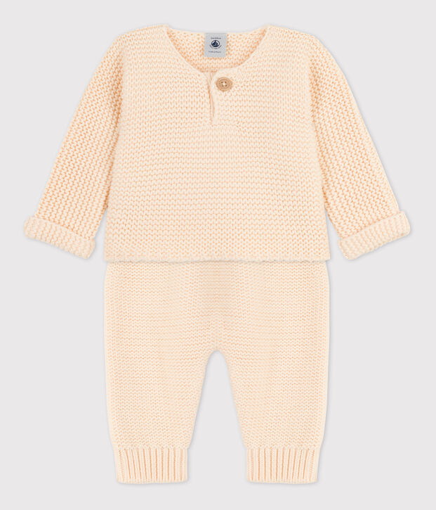 Zweiteiliges Baby-Set aus Baumwolle naturfarben