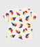 Kurzärmeliges Baby-T-Shirt aus Baumwolle mit Schiffchenmuster MILK/ MULTICO