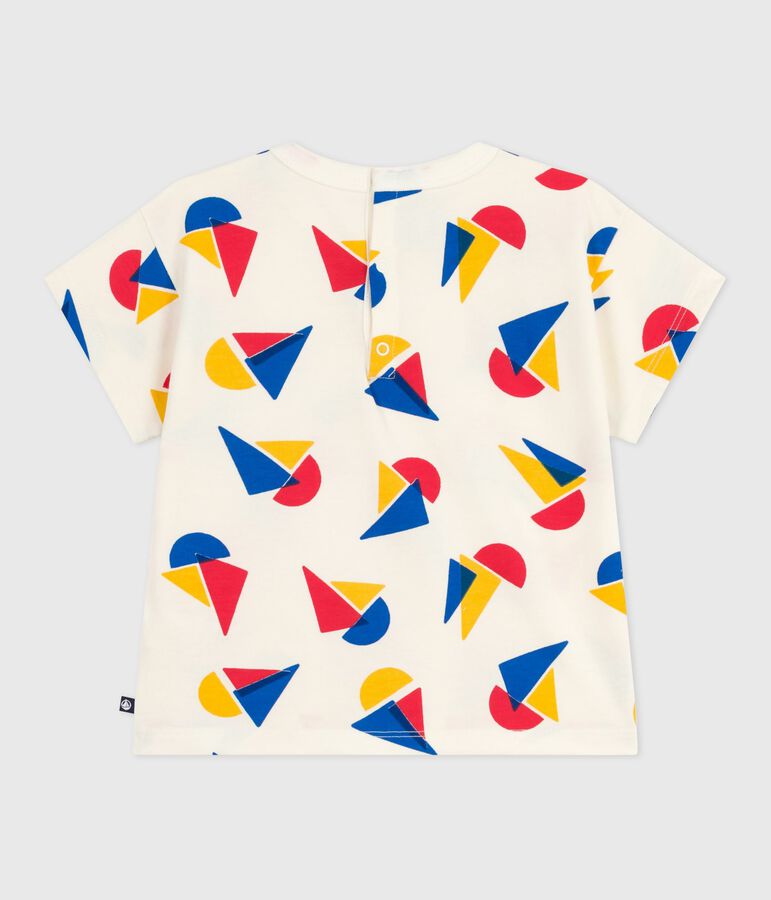 Kurz&auml;rmeliges Baby-T-Shirt aus Baumwolle mit Schiffchenmuster naturfarben/vielfarbig