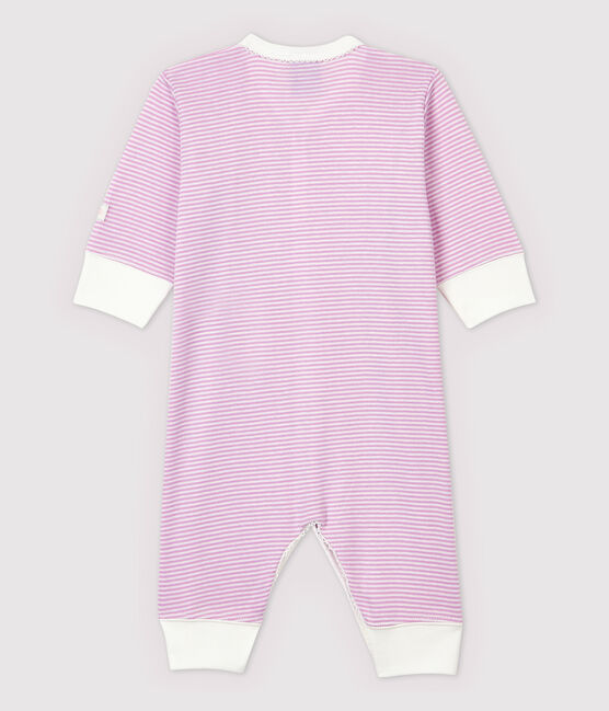 Fußloser Baby-Strampler aus Baumwolle und Lyocell mit rosafarbenen Streifen. rosa BOHEME/weiss MARSHMALLOW