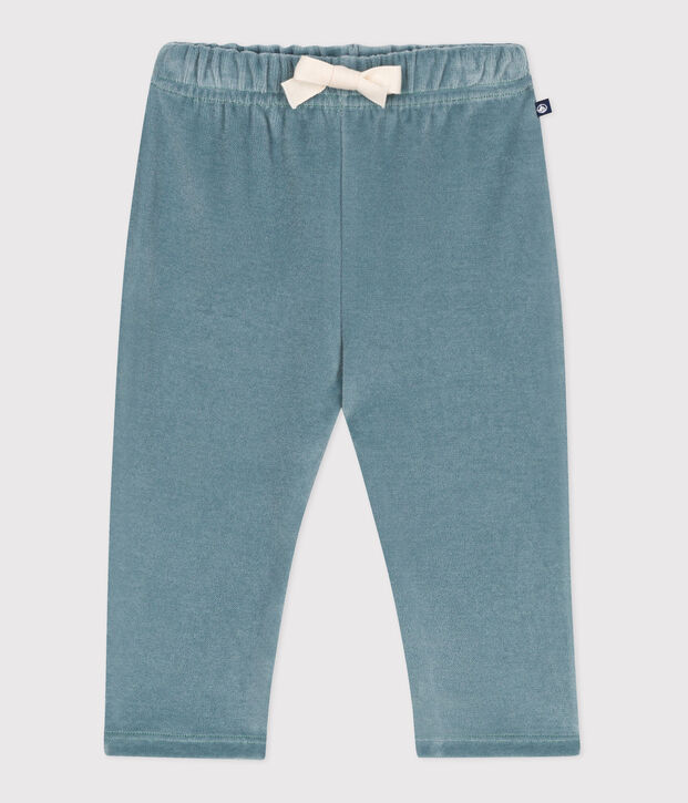 Baby-Hose aus einfarbigem Bouclette-Samt blau