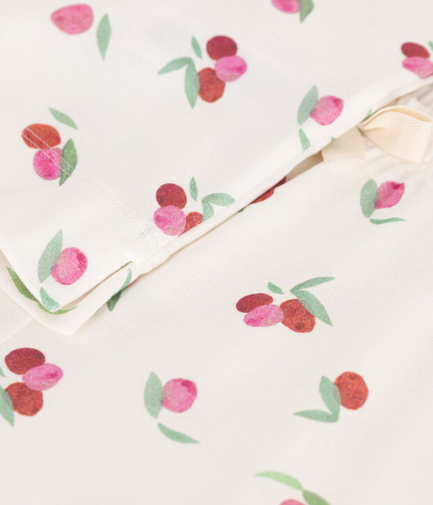 Damen-Kurzpyjama aus Baumwolle mit Frucht-Motiv weiss/vielfarbig