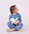 Kinder-Pyjama aus Molton mit Herzmotiv blau/weiss