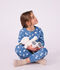 Kinder-Pyjama aus Molton mit Herzmotiv blau/weiss