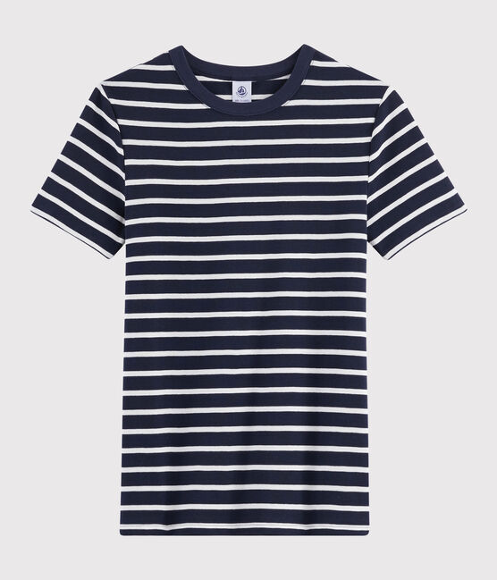 Damen-T-Shirt mit Rundhalsausschnitt blau SMOKING/weiss MARSHMALLOW