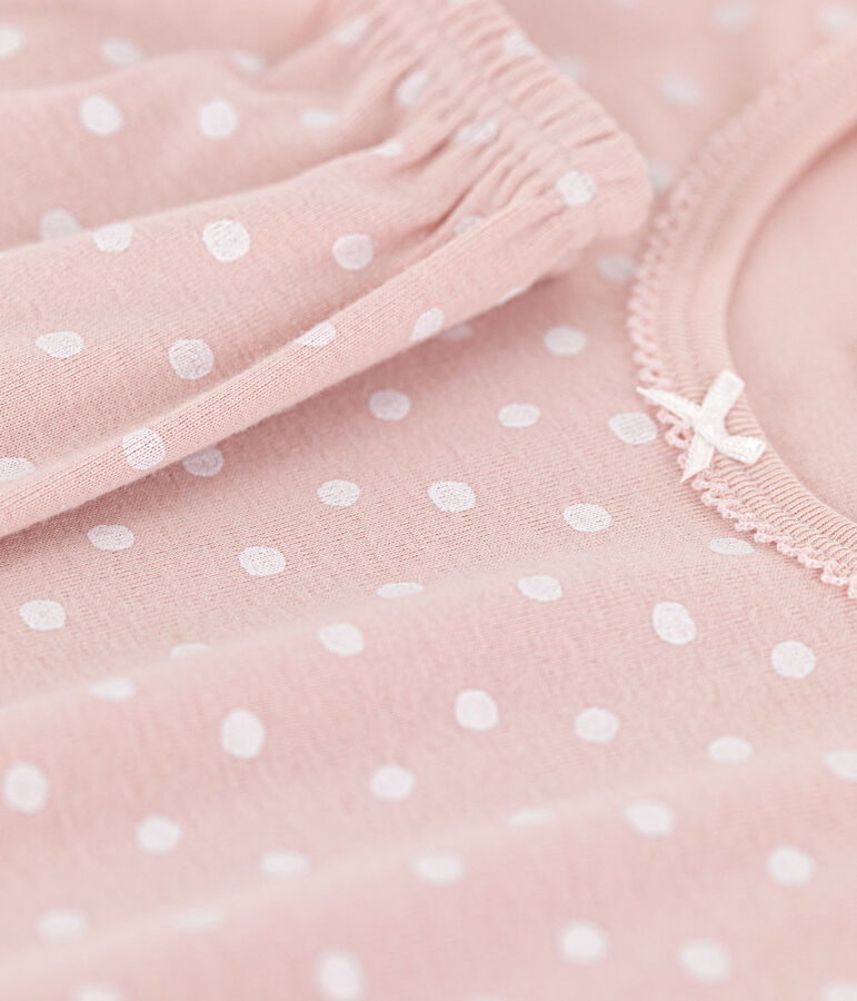 Kurz&auml;rmeliger Kinderpyjama aus Baumwolle mit Tupfen f&uuml;r M&auml;dchen rosa/weiss