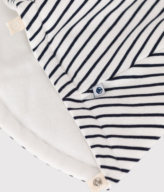 Gestreiftes Baby-Cape aus Baumwolle weiss MARSHMALLOW/blau SMOKING