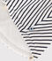 Gestreiftes Baby-Cape aus Baumwolle weiss MARSHMALLOW/blau SMOKING