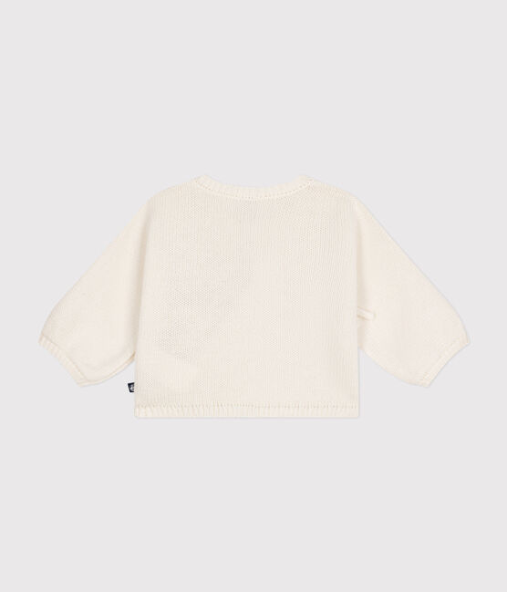 Baby-Cardigan aus Wolle und Baumwolle weiss MARSHMALLOW