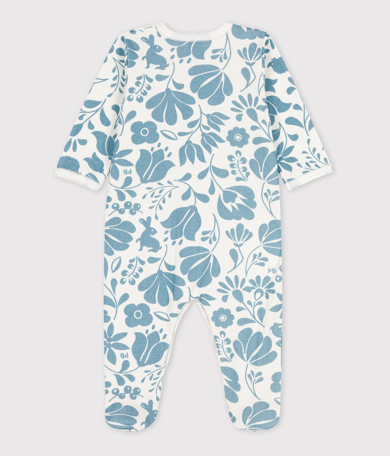 Baby-Strampler aus Doppeljersey mit Blumenmotiv weiss/blau