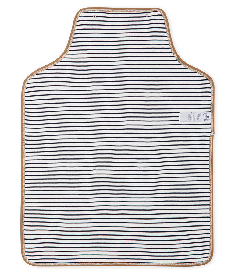 Baby-Wickelunterlage aus Rippstrick weiss/blau