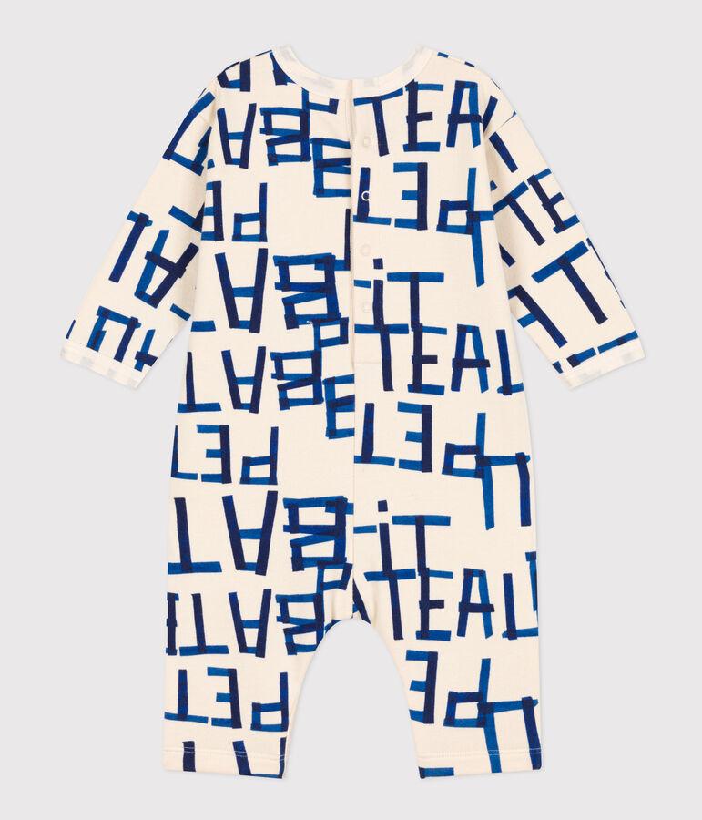 Langer Baby-Overall aus bedrucktem Molton naturfarben/vielfarbig