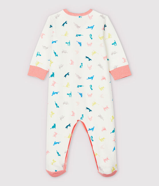 Baby-Strampler aus Double-Face-Jersey mit buntem Katzen-Motiv weiss MARSHMALLOW/weiss MULTICO