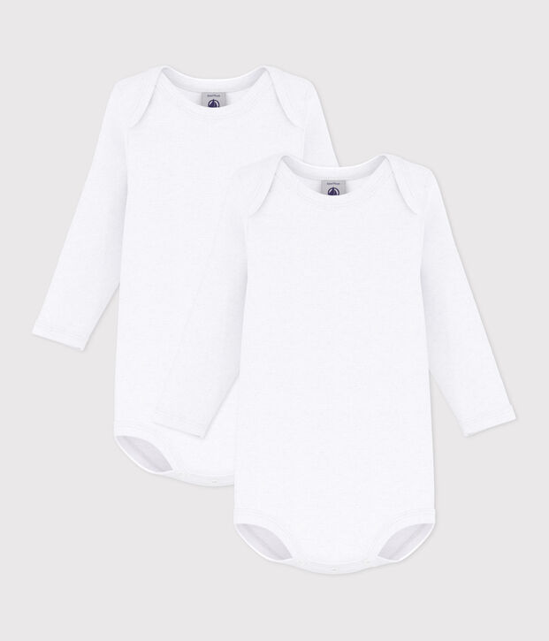 2er-Set lang&auml;rmelige Baby-Bodys in Wei&szlig; vielfarbig