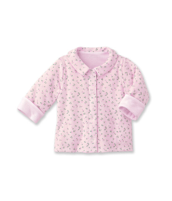 Baby-Jacke, Unisex, wattiert, 2-seitig, Ringelmuster rosa VIENNE/weiss ECUME