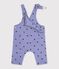 Langbeinige Baby-Latzhose aus Serge mit Herzmotiv violett/vielfarbig