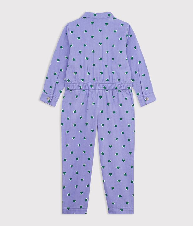 Kinder-Overall aus Baumwolle mit Herzmuster violett/vielfarbig