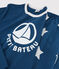 Kinderpyjama aus Rippstrick mit Sternen blau MAJOR/weiss ECUME