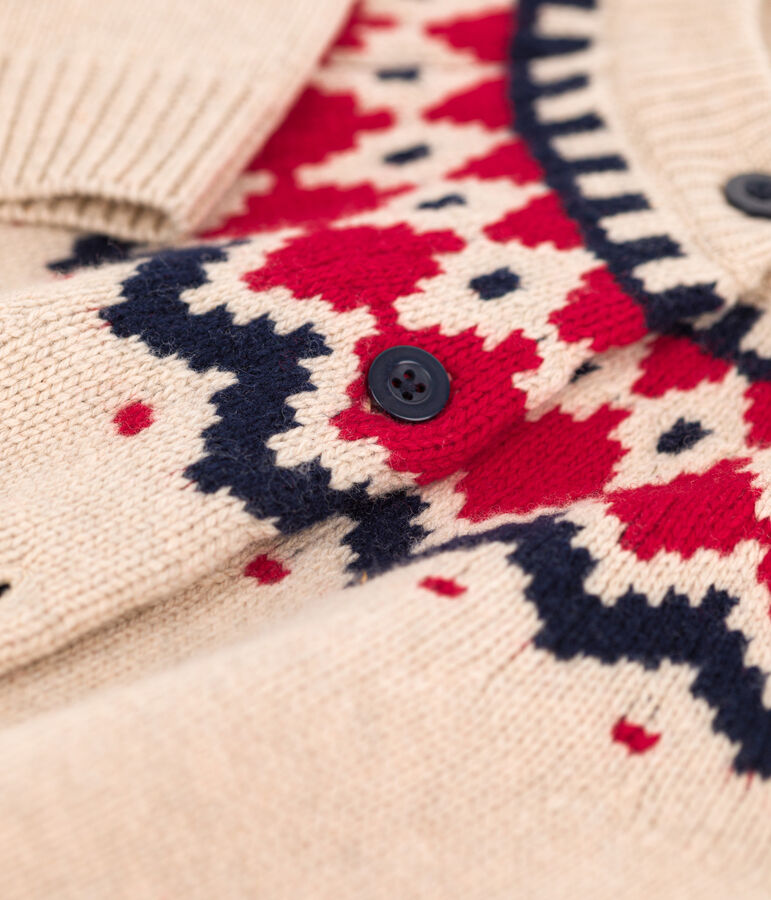 Kinder-Cardigan aus Wolle und Baumwolle f&uuml;r M&auml;dchen beige/vielfarbig
