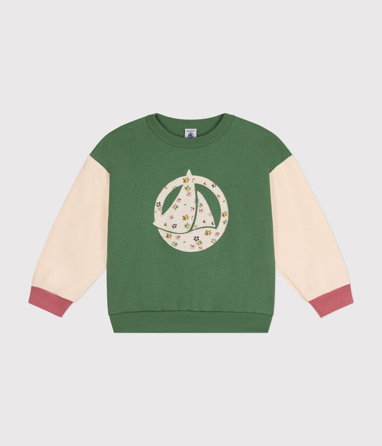 Kinder-Sweatshirt aus Molton f&uuml;r M&auml;dchen gr&uuml;n/vielfarbig