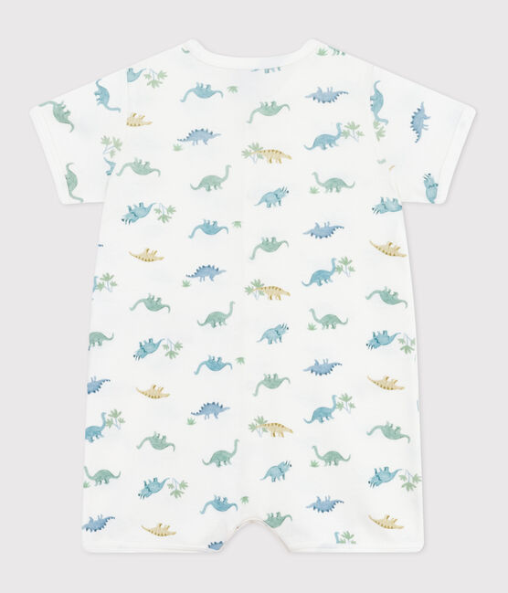 Baby-Kurzoverall aus Baumwolle mit Dinos weiss MARSHMALLOW/weiss MULTICO