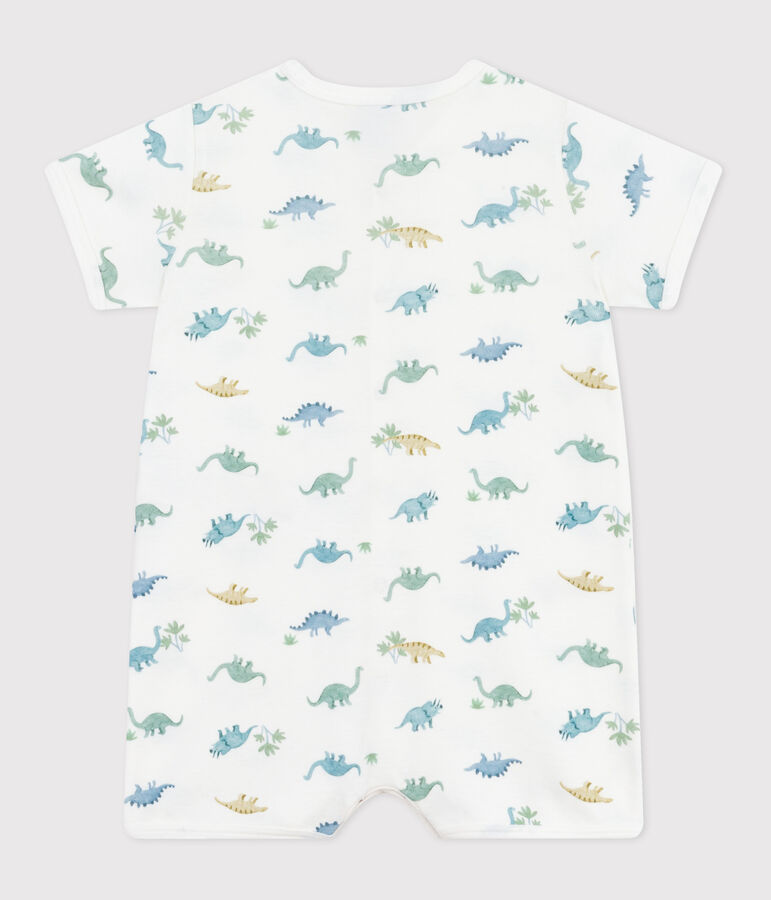 Baby-Kurzoverall aus Baumwolle mit Dinos weiss/vielfarbig