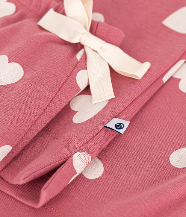 Damen-Pyjama aus Baumwolle mit Herzmotiv rosa/weiss