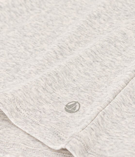 Langärmeliges Damen-T-Shirt L'Iconique aus einfarbigem Rippstrick grau BELUGA CHINE