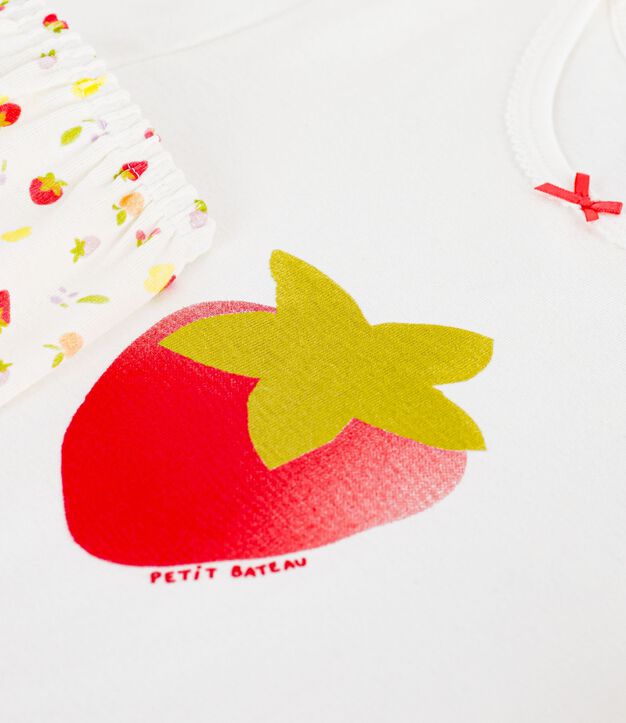 Kinder-Kurzpyjama aus Baumwolle mit Fruchtmotiv weiss/vielfarbig